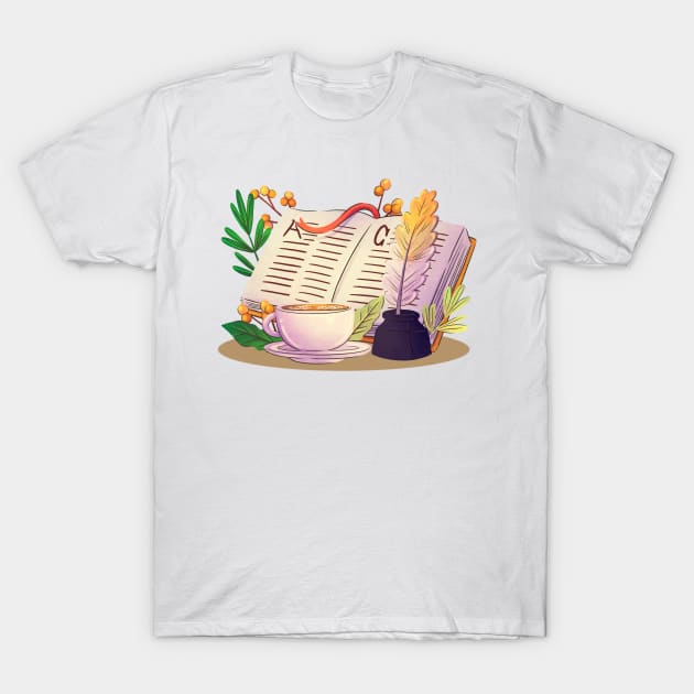 Poetry Illustration Concept T-Shirt by Mako Design 